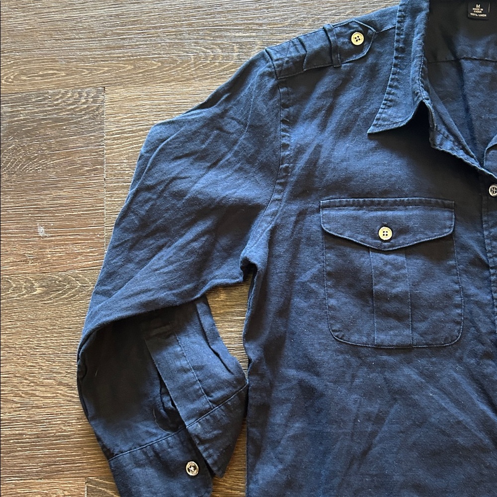 Chaps Linen Dark Blue Shirt - image 4